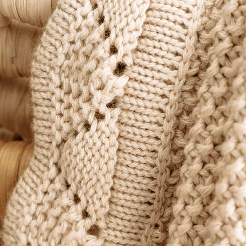 Scalloped Edge Heirloom Blanket - Latte