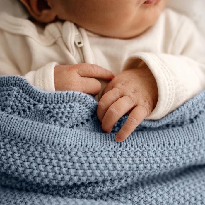 Scalloped Edge Heirloom Blanket - Sky Blue
