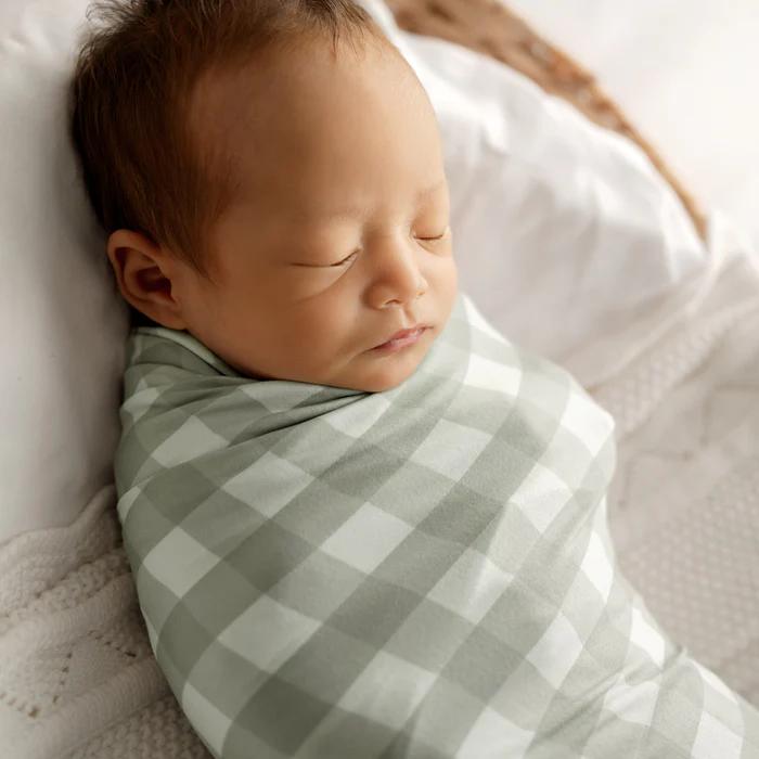 Stretchy Swaddle - Sage Gingham