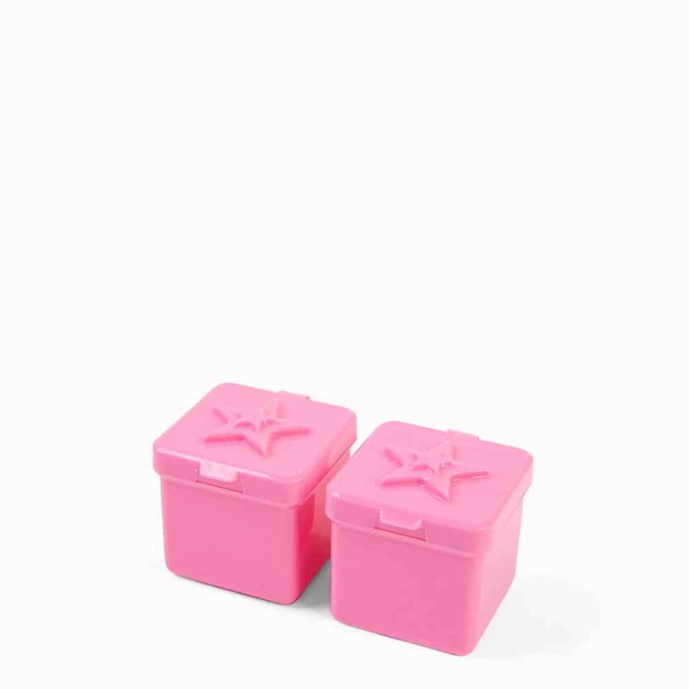 pink Montiico mini plastic boxes for sauces and snacks