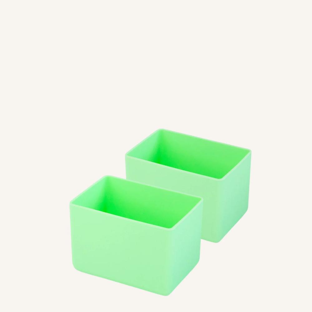 green Montiico silicone cups for Feast lunch box two pack