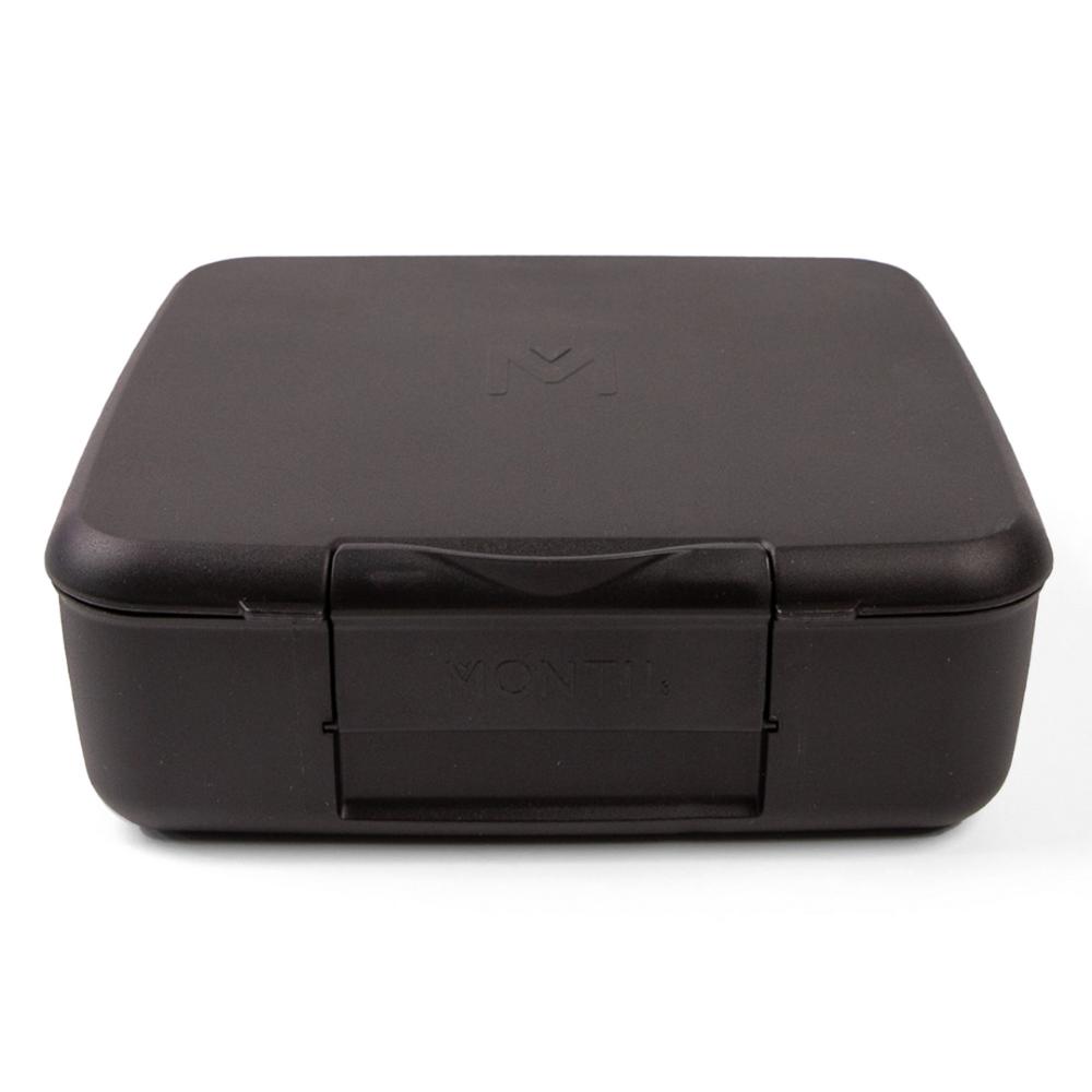 black four compartment Montiico lunch box