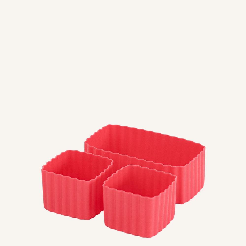 red Montiico silicone mixed size cups for bento boxes