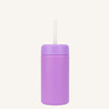 A dusk purple smoothie cup with a silicone straw. 