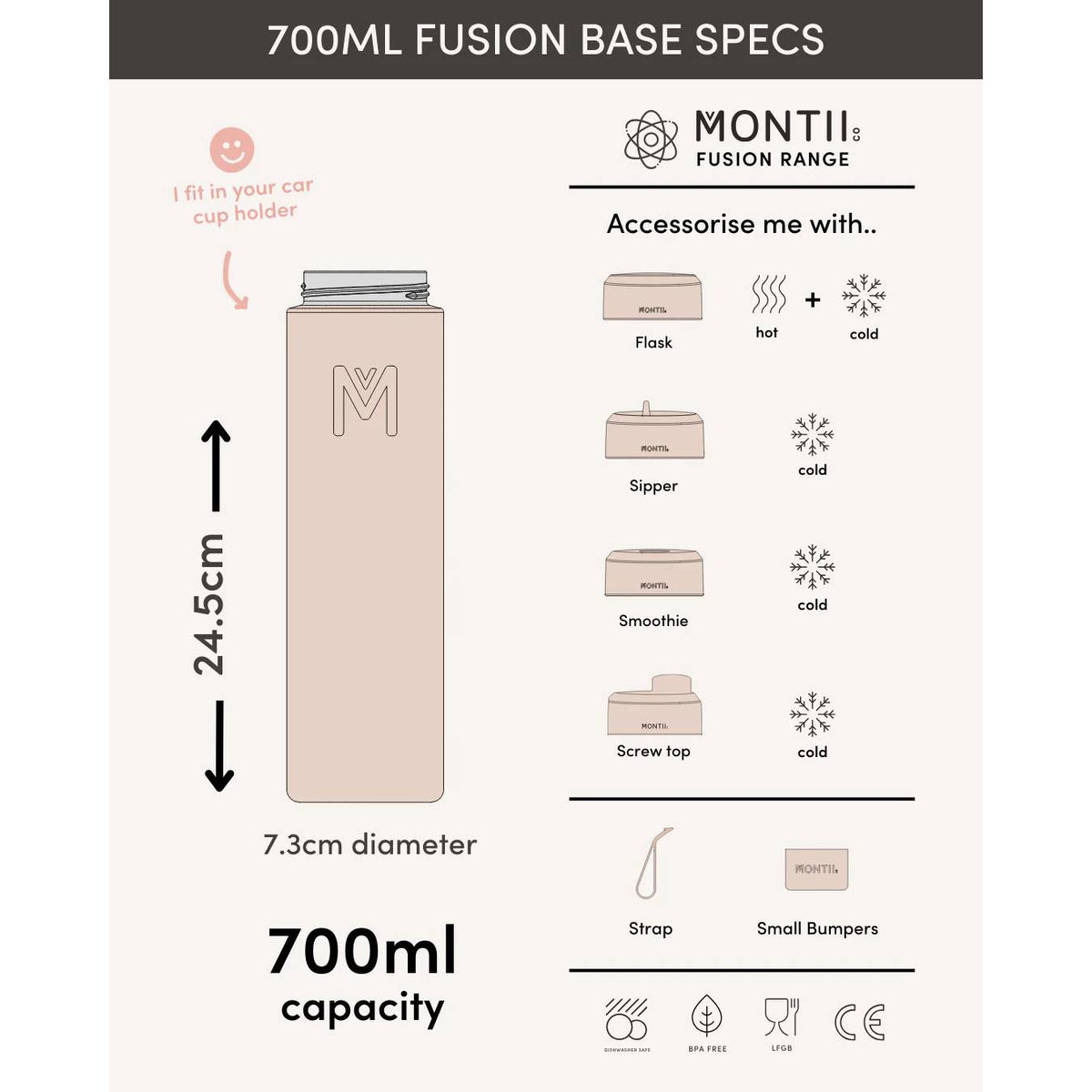Fusion Universal Insulated Base 700ml - Midnight