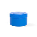 A small round blue stainless steel container with a screw-top lid, shown on a clean white background.