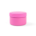 A bright pink round insulated jar with a matching screw-top lid, shown on a clean white background.