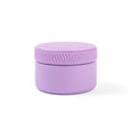 A small round lavender purple container with a matching screw-top lid, shown on a clean white background.