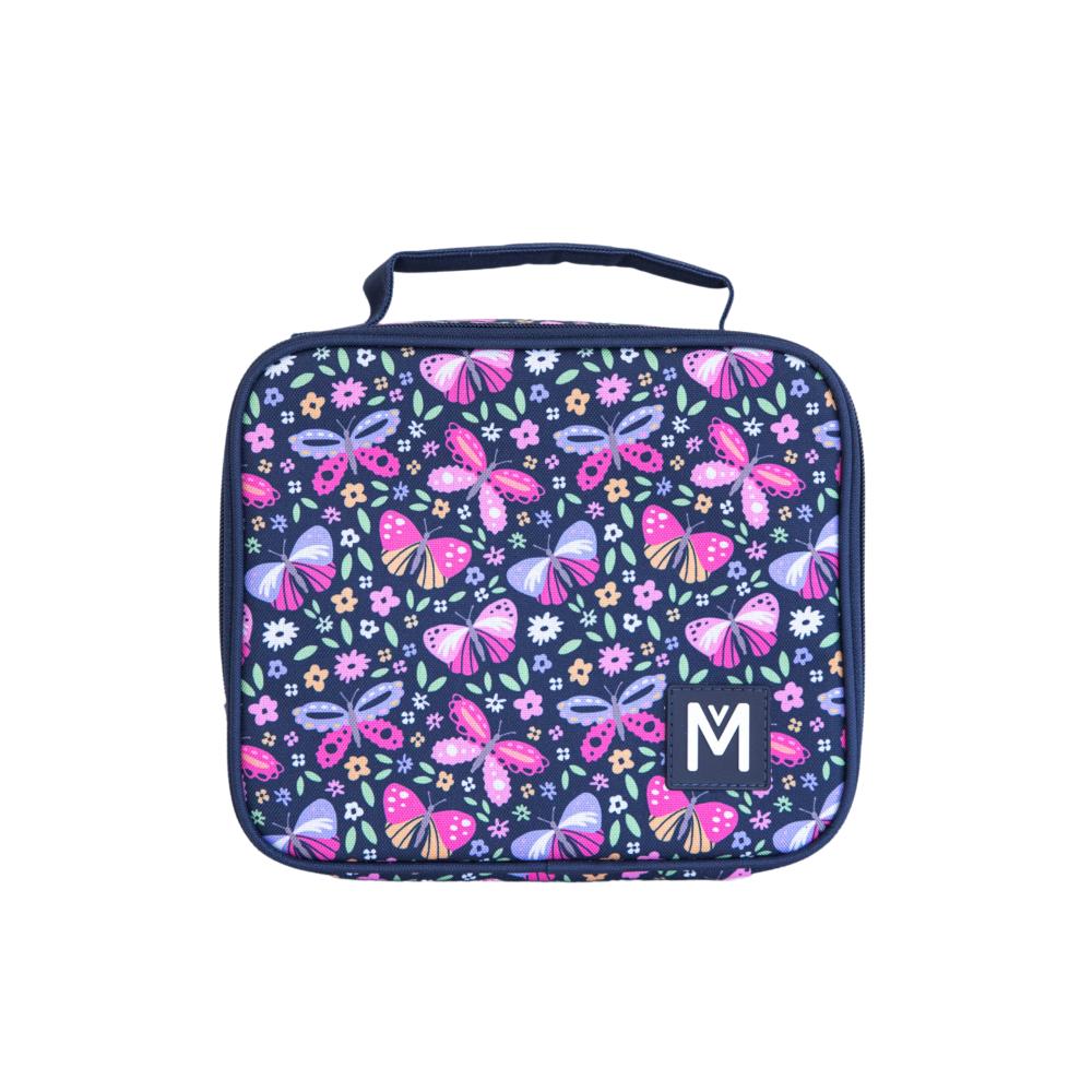 purple and pink butterflies Montiico medium insulated lunch bag
