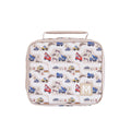 beige with construction vehicles Montiico medium insulated lunch bag