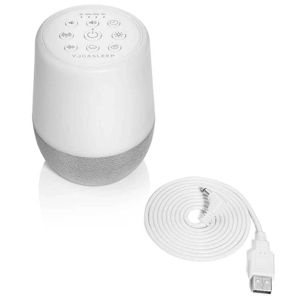 White noise machine with cable on a white background