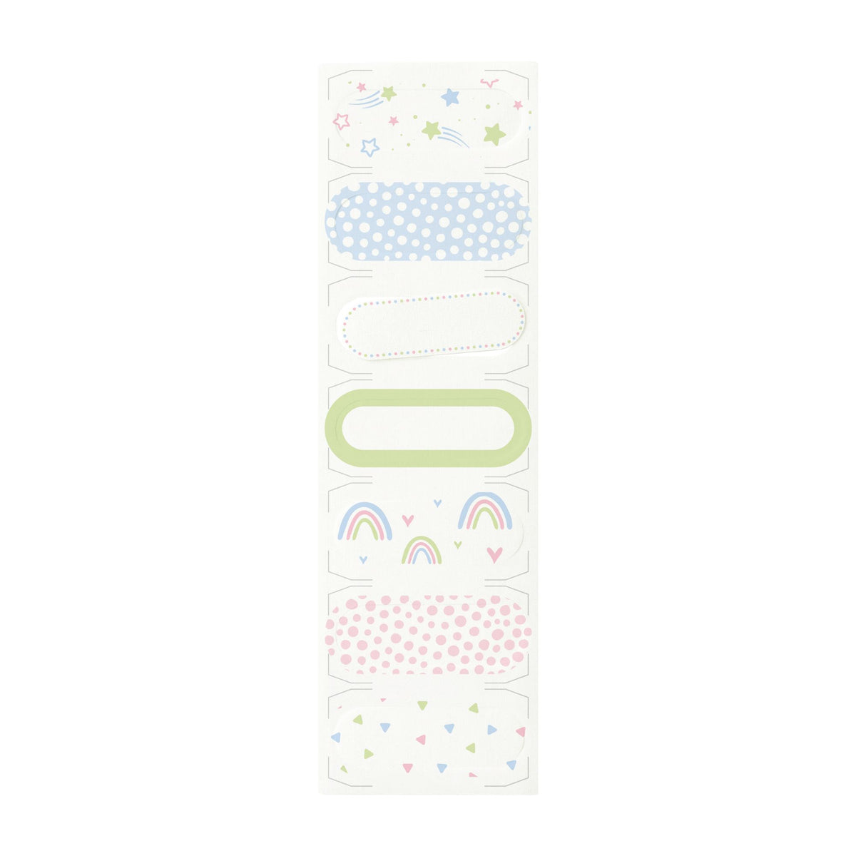 Set of colorful labels with patterns on a white background for clothing labelling