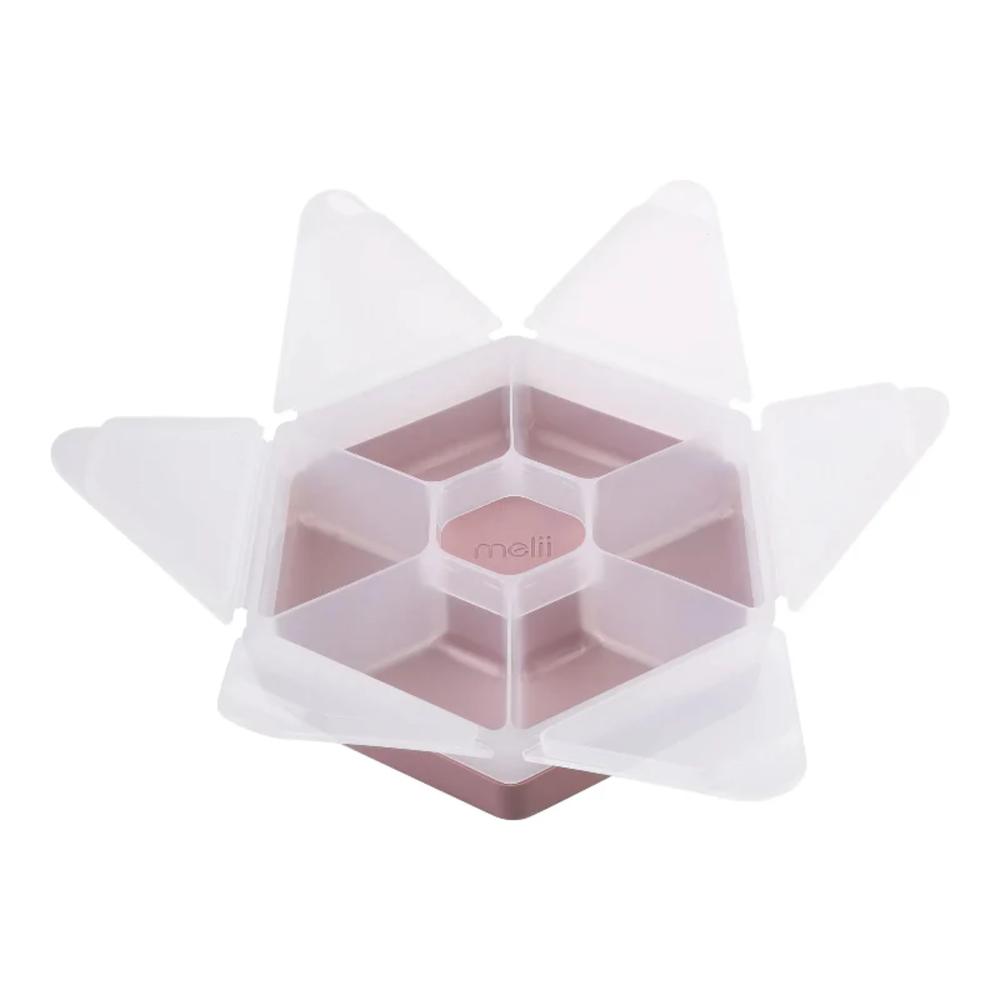 plastic Melii snack box in hexagon shape design on a white background