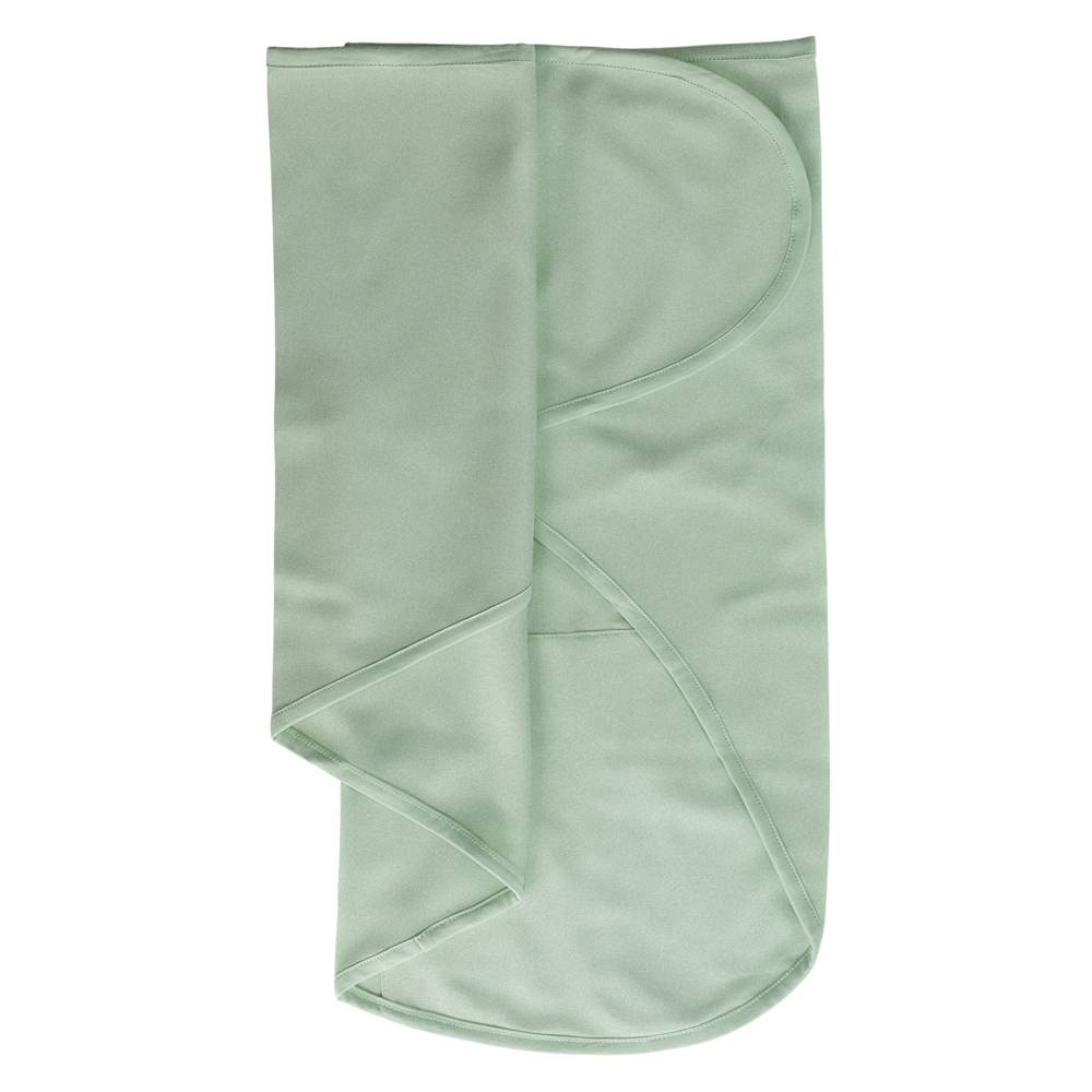 Folded light green miracle blanket swaddle on a white background