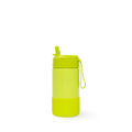 green complete Montiico flip top straw stainless steel water bottle with silicone bumper
