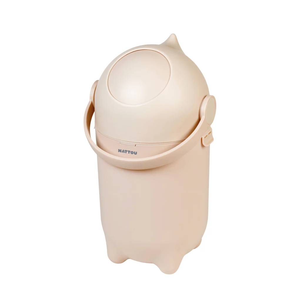 Beige Nappy Bin with 'Nattou' branding on a white background