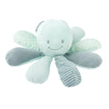 Octopus shaped plush toy with a smiling face on a white background