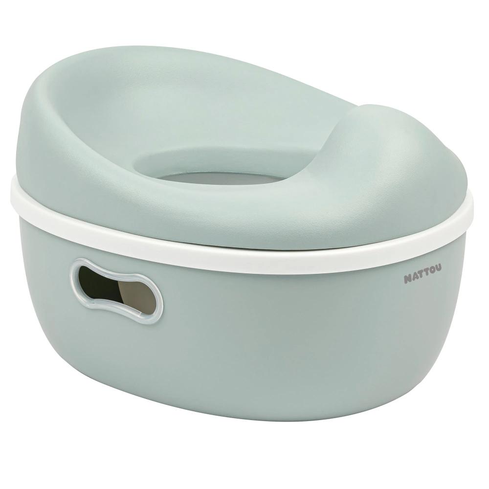 Sage Green Potty with a handle on a white background