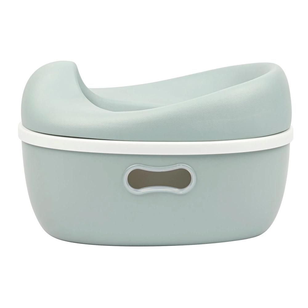 Sage potty with a white rim on a white background