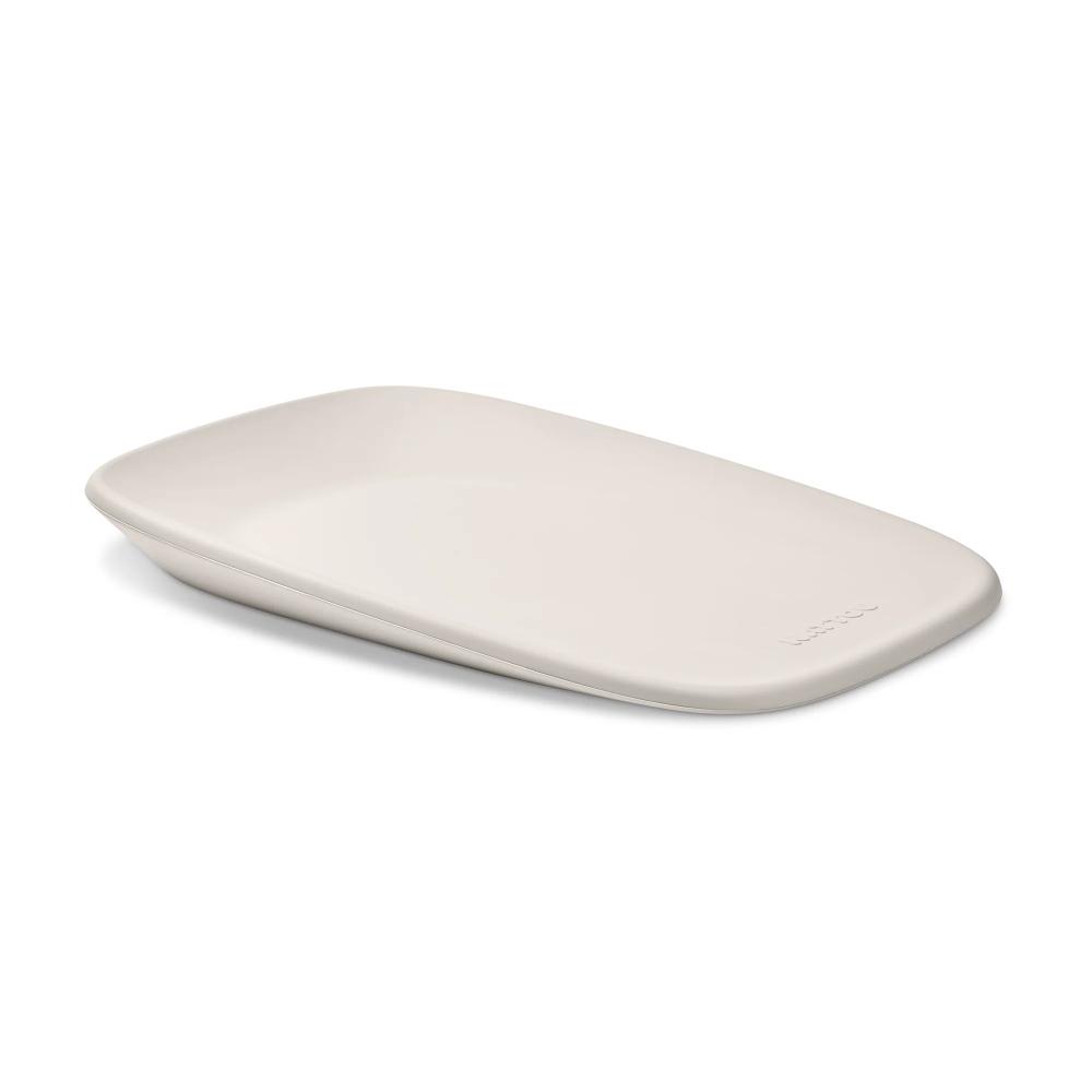 Rectangular grey change mat on a white background