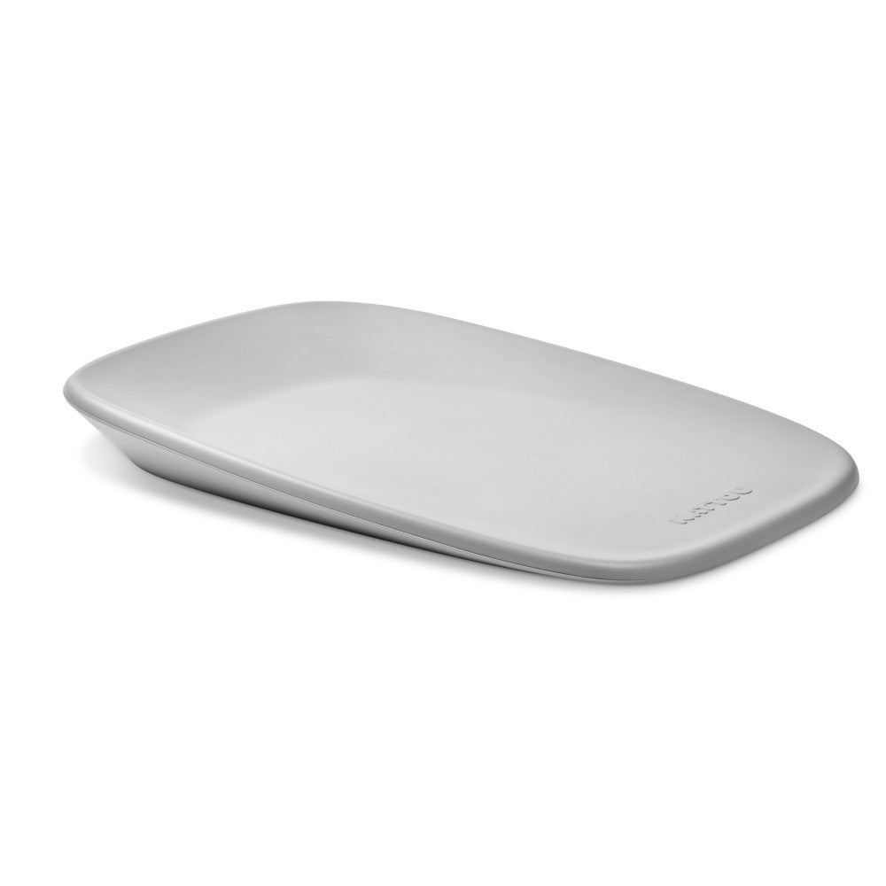 Rectangular gray baby change mat on a white background