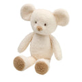 Cream-colored plush mouse with brown paws on a white background