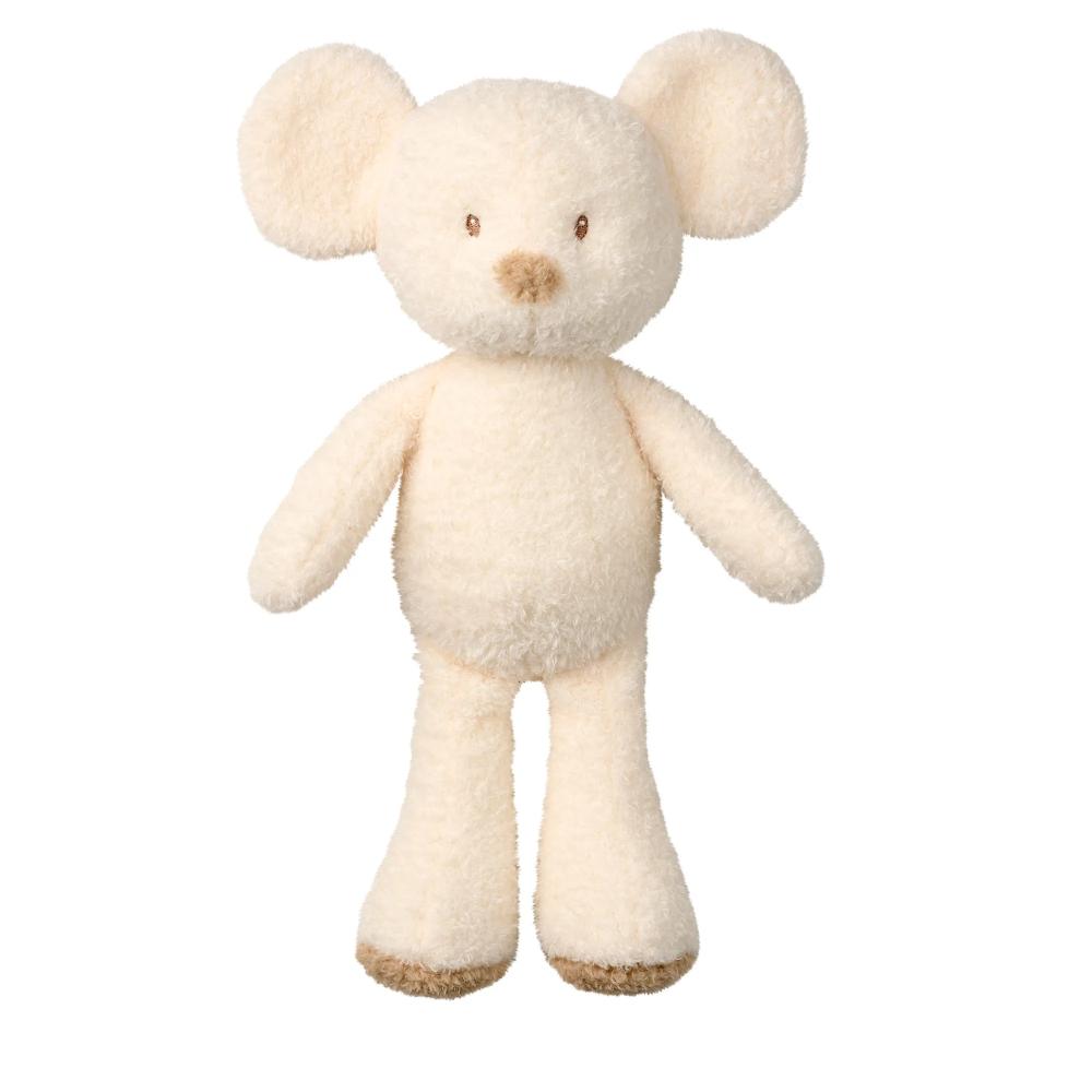 White plush mouse toy on a white background