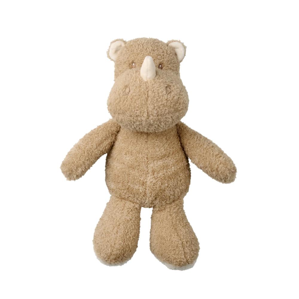 Plush rhino toy on a white background