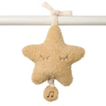 Star-shaped musical plush toy with a music note on a white background