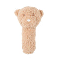 Plush teddy bear-shaped rattle on a white background