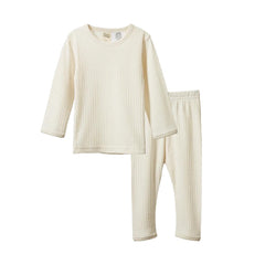 Cotton Pointelle Long Sleeve Pyjamas - Natural