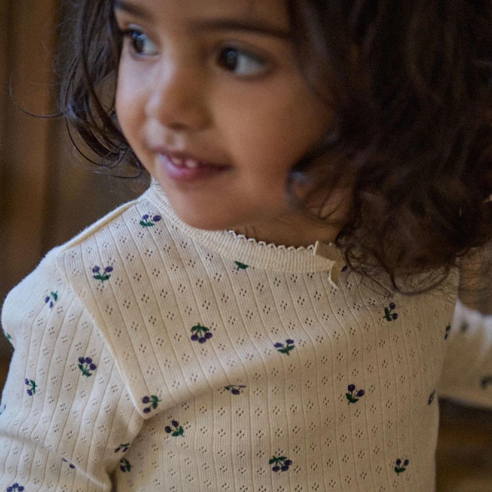 Cotton Pointelle Long Sleeve Pyjamas - Winter Berry Print