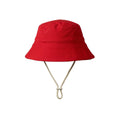 Red bucket hat on  white background. 