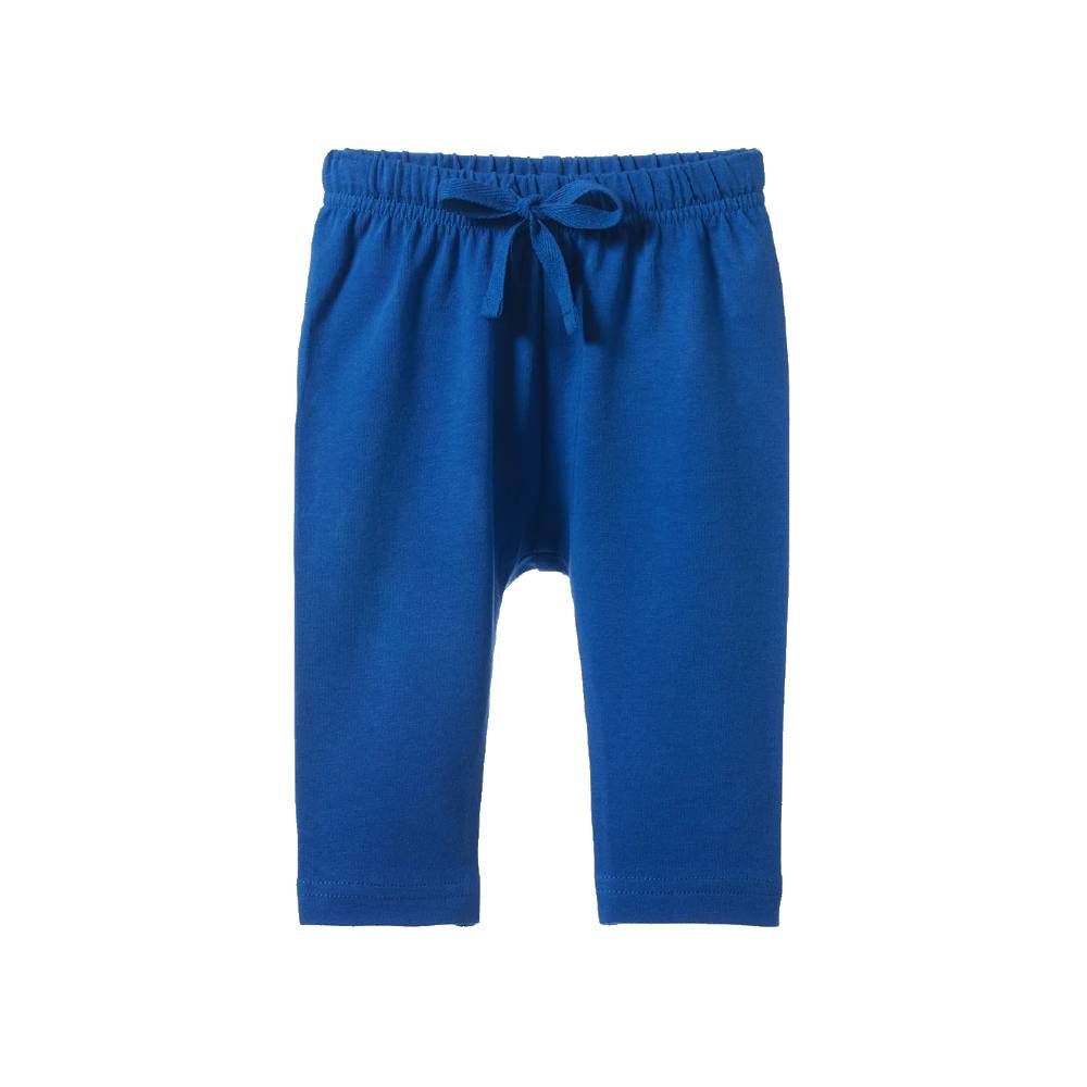 A pair of royal blue pants with an elastic waistband and matching drawstring, shown flat against a solid white background.