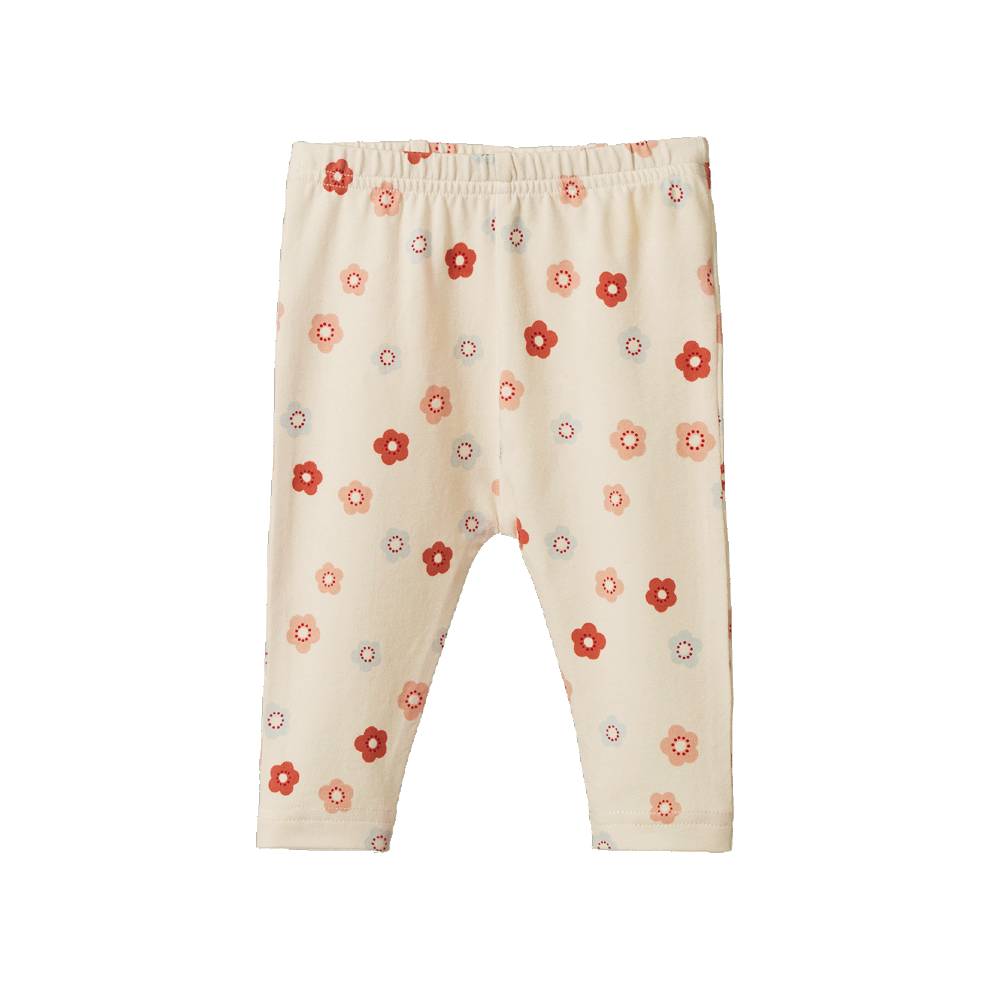 Cotton Leggings - Petite Flora Stamp Print