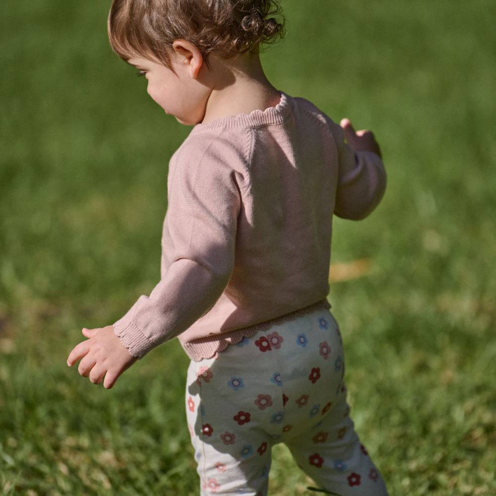Cotton Leggings - Petite Flora Stamp Print