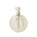 White muslin fabric comforter with knot on a white background