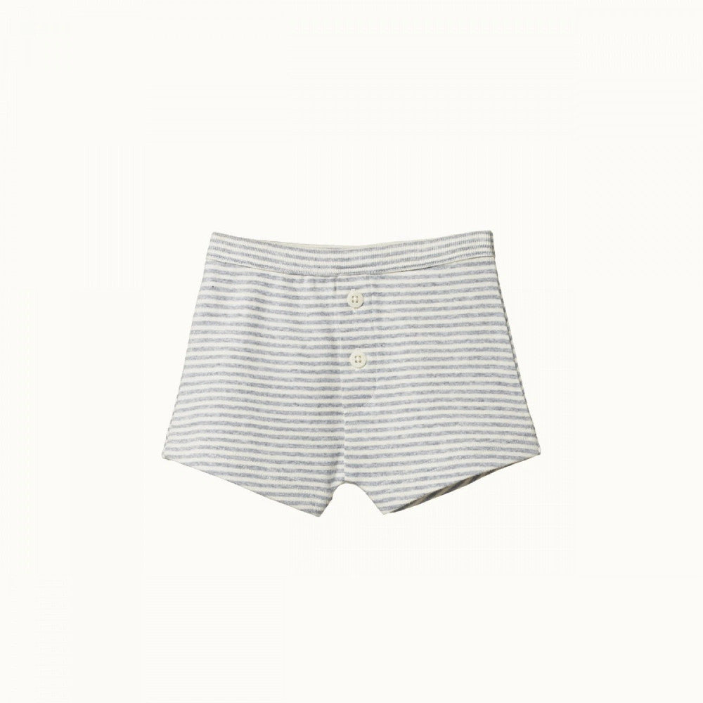 Boys Boxer Shorts - Grey Stripe on a white background. 