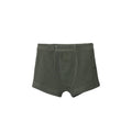 Thyme green pointelle boxer shorts on a white background. 