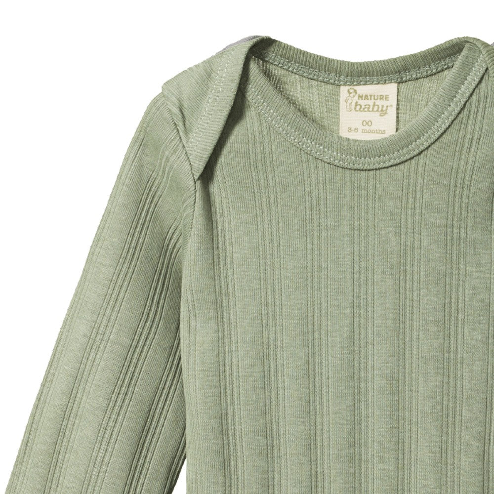 Cotton Derby Long Sleeve Bodysuit 2pk - Natural/Nettle
