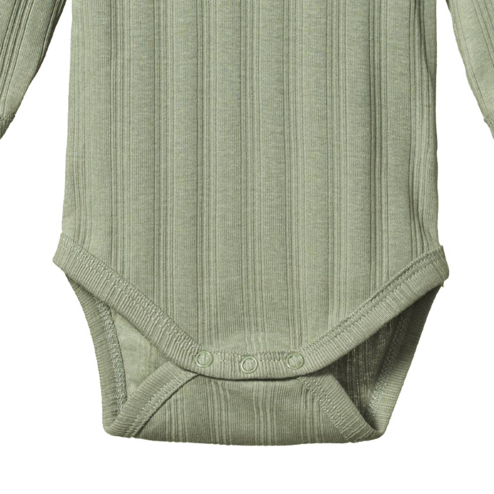 Cotton Derby Long Sleeve Bodysuit 2pk - Natural/Nettle