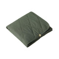 Folded forest green quilted change mat with button on a white background