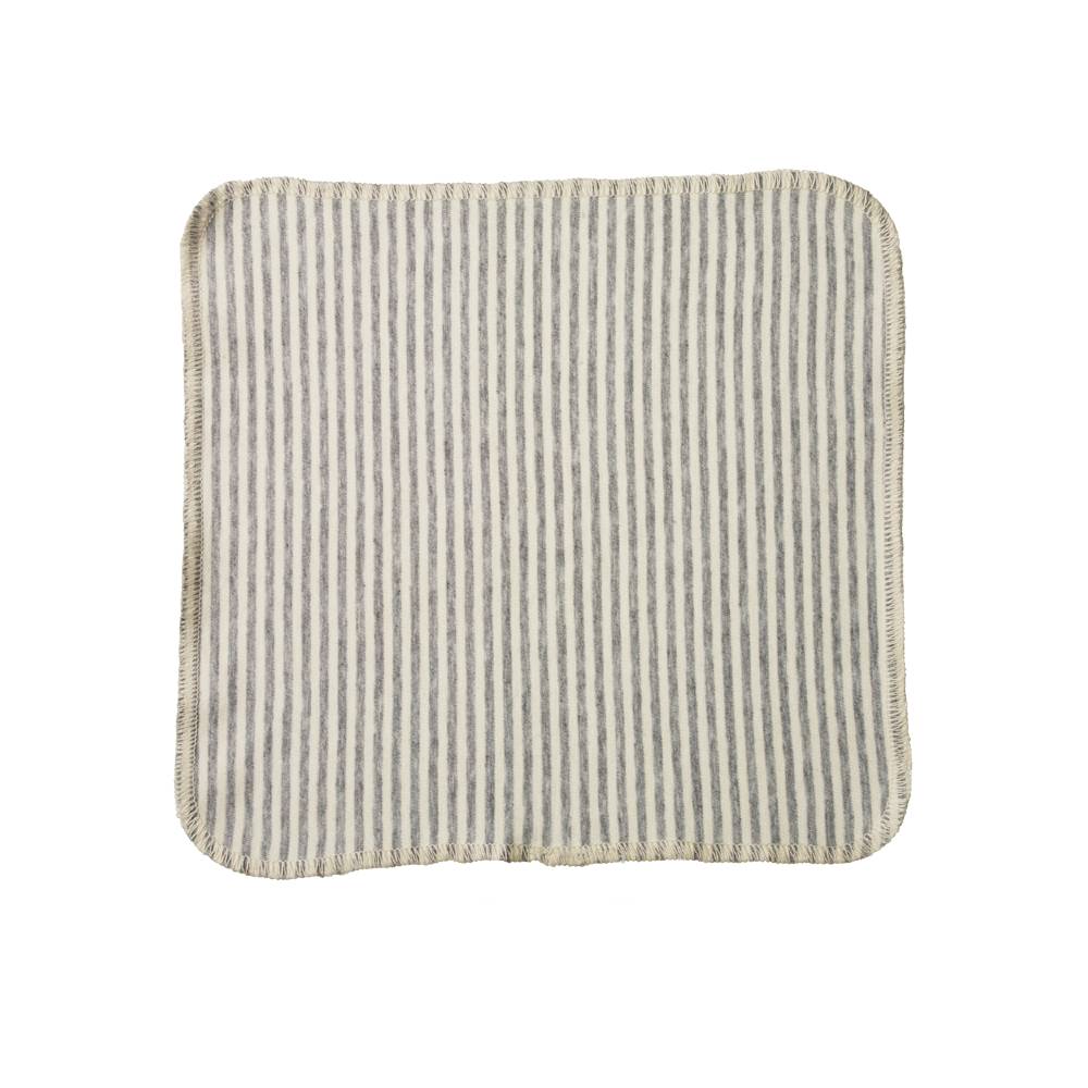 Grey and white Striped organic cotton fabric square on a white background