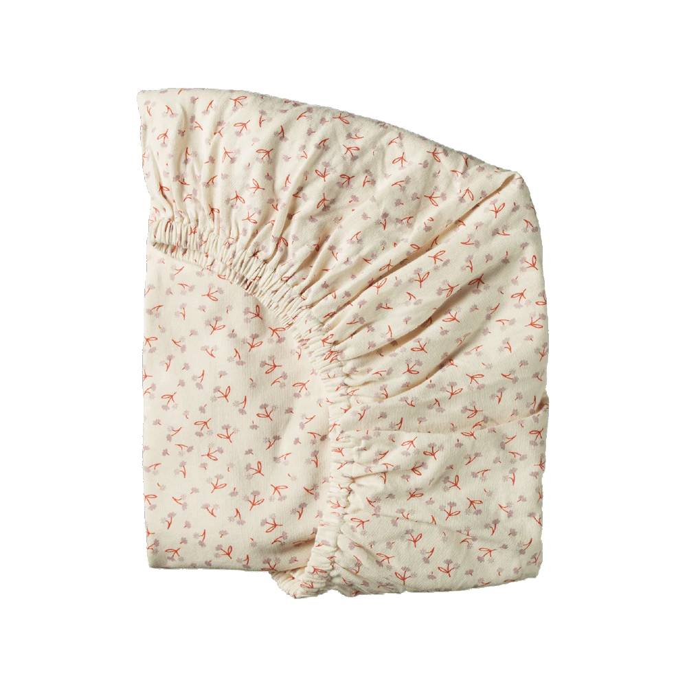 Nature Baby Jersey Fitted Sheet Dandelion Print on a white background. 