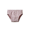 Nature Baby Jersey Girls Underwear Dandelion Lilac print on a white background. 