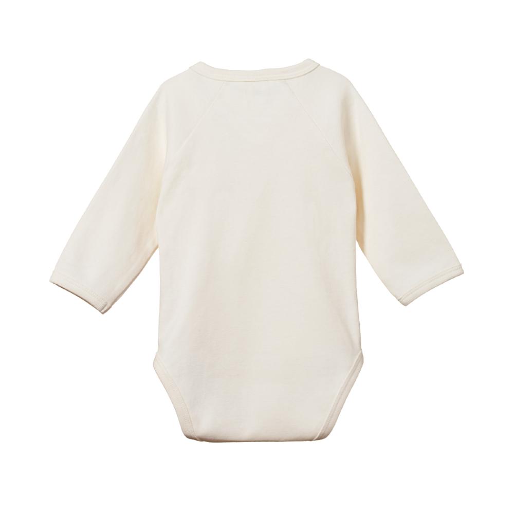 Cotton Long Sleeve Kimono Bodysuit - Natural