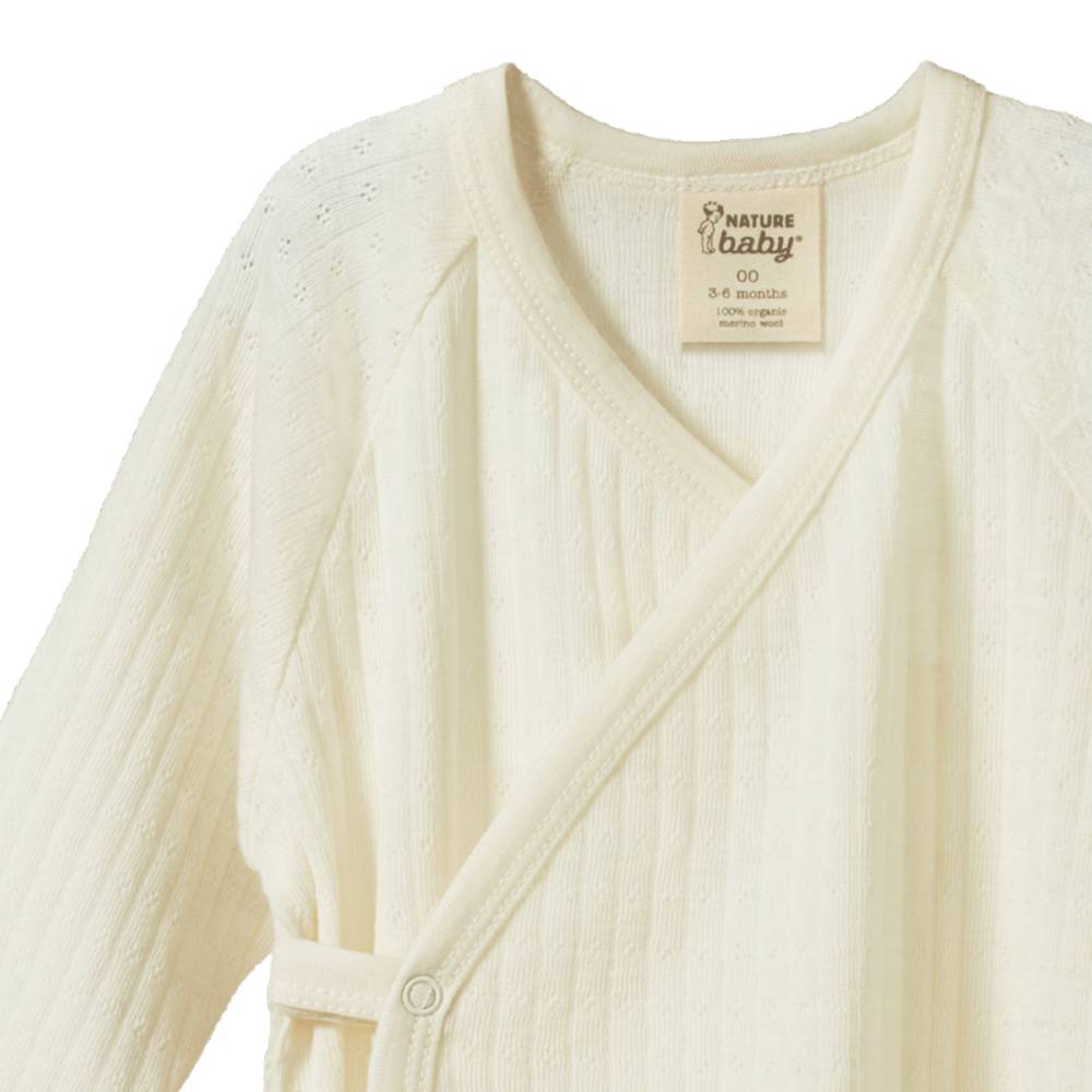 Merino Pointelle Kimono Stretch & Grow - Natural
