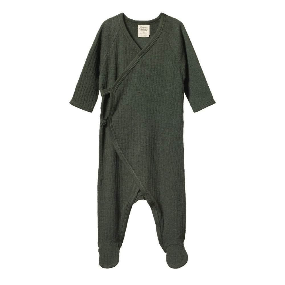 Merino Pointelle Kimono Stretch & Grow - Thyme