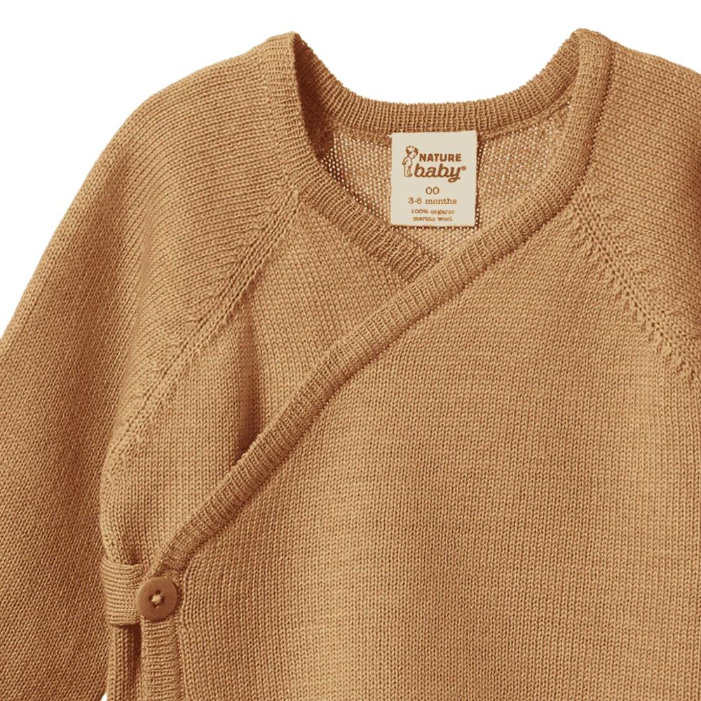 Merino Wool Knit Kimono Jacket - Caramel