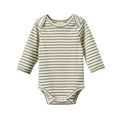 Cotton Long Sleeve Bodysuit - Nettle Sailor Stripe